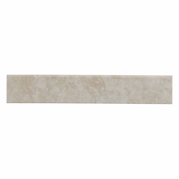 Ansello Ivory Bullnose 3 In. X 18 In. Glazed Porcelain Wall Tile, 30PK
